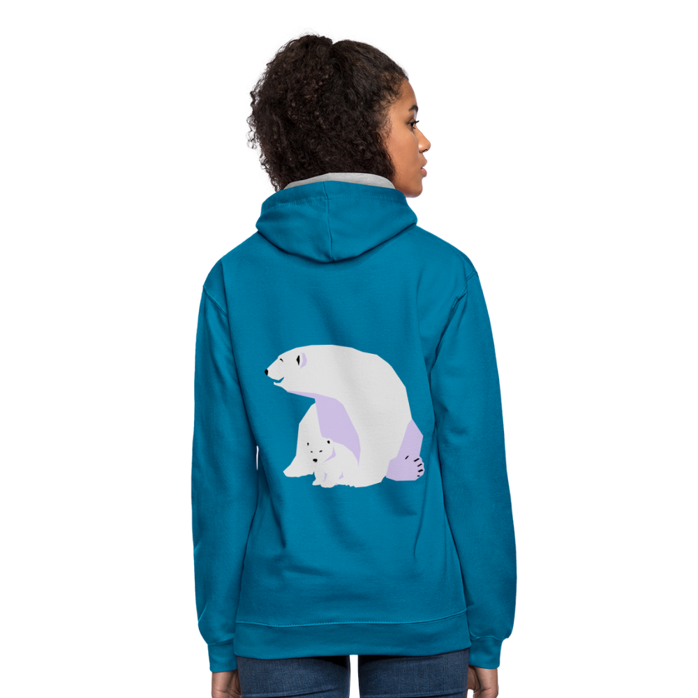 Sudadera con capucha en contraste"Polar bear" - peacock blue/heather grey