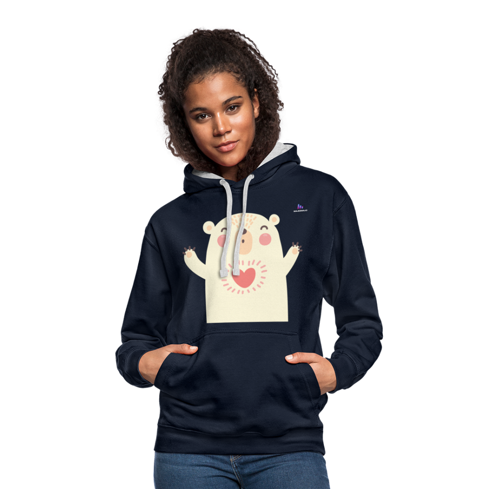 Sudadera con capucha en contraste"Polar bear" - navy/heather grey