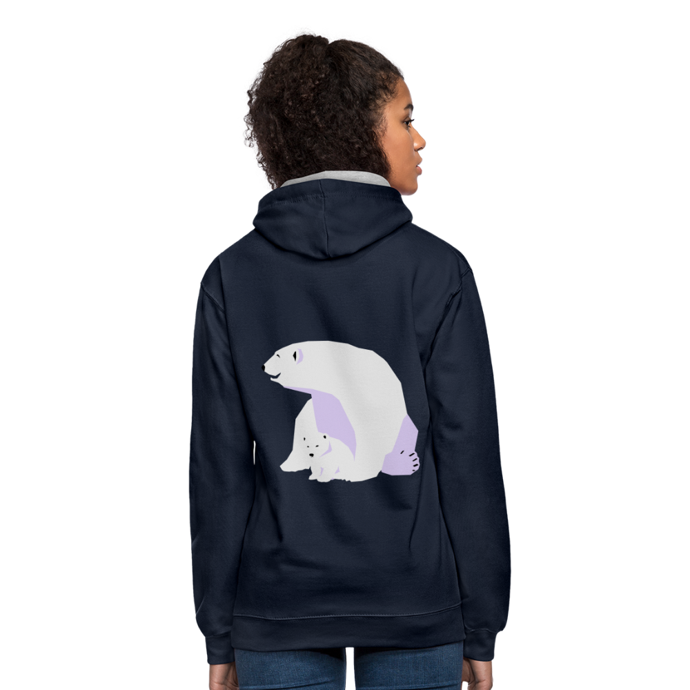 Sudadera con capucha en contraste"Polar bear" - navy/heather grey