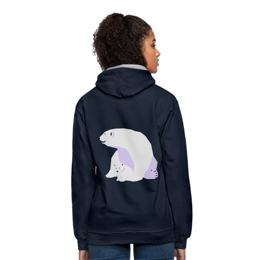 Sudadera con capucha en contraste"Polar bear" - navy/heather grey