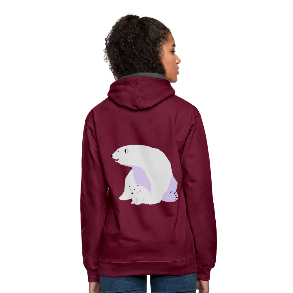 Sudadera con capucha en contraste"Polar bear" - burgundy/charcoal