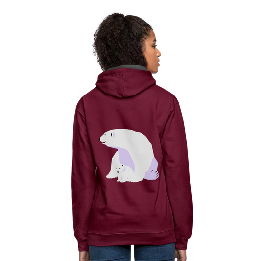 Sudadera con capucha en contraste"Polar bear" - burgundy/charcoal