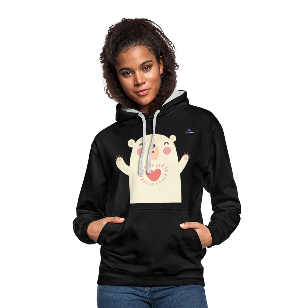 Sudadera con capucha en contraste"Polar bear" - black/heather grey