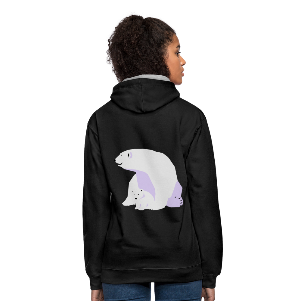 Sudadera con capucha en contraste"Polar bear" - black/heather grey