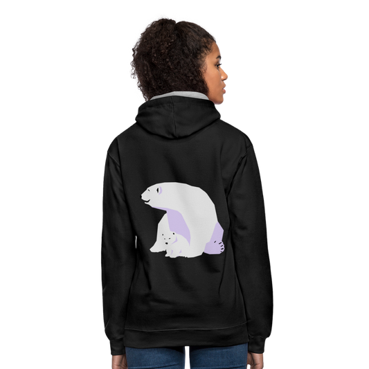 Sudadera con capucha en contraste"Polar bear" - black/heather grey