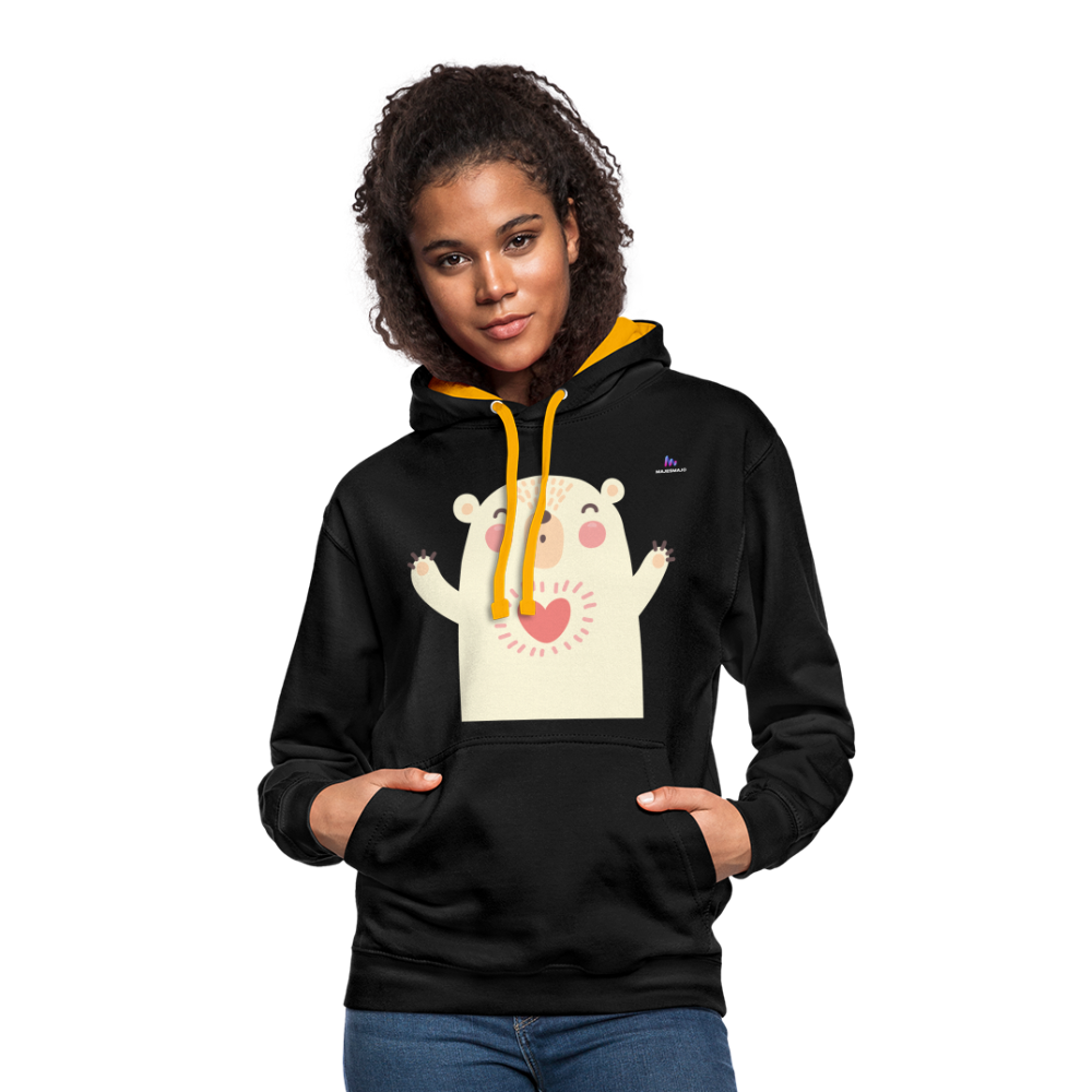 Sudadera con capucha en contraste"Polar bear" - black/gold