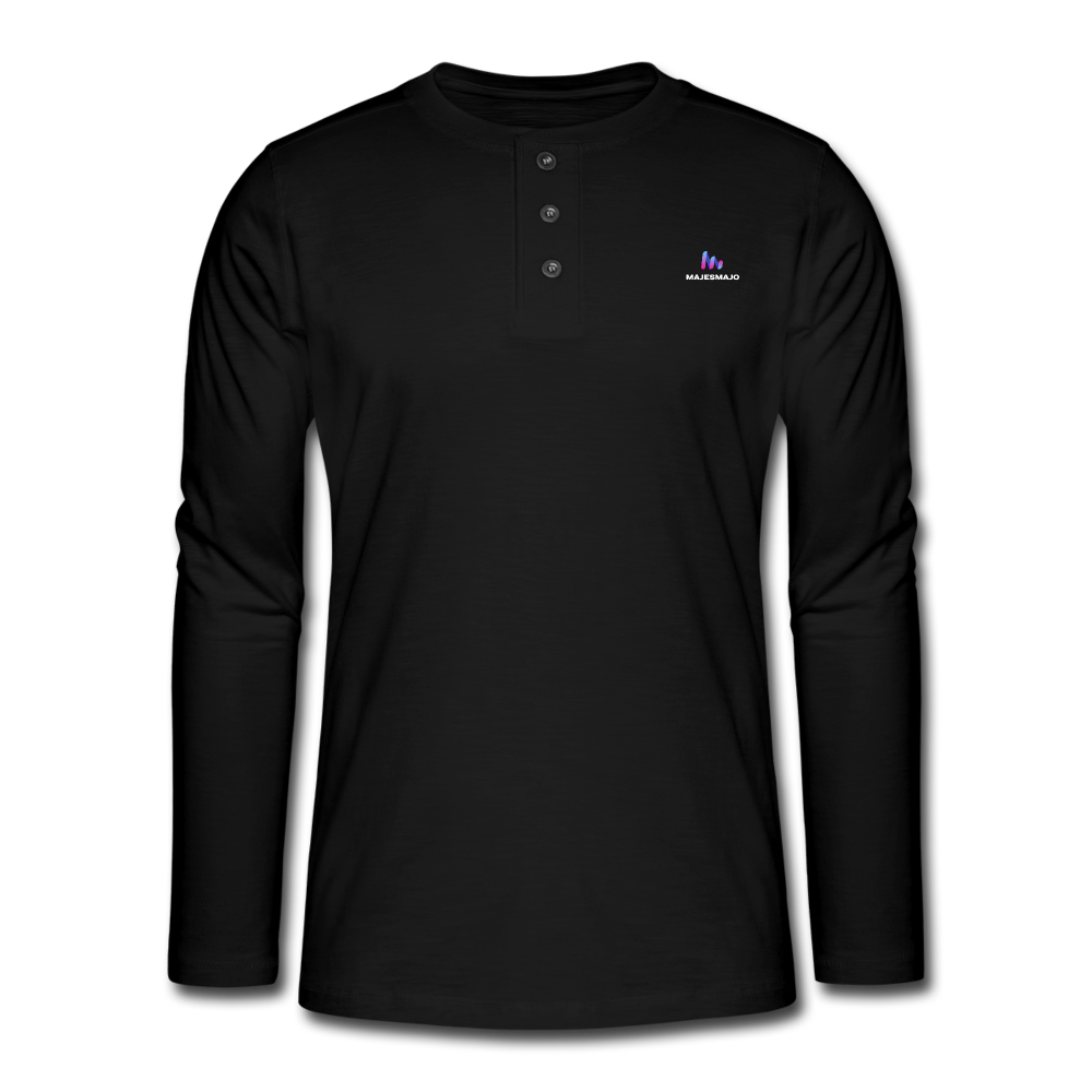 Camiseta panadera de manga larga Henley"rabbit" - black