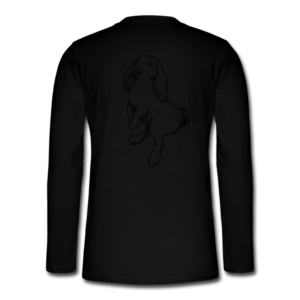 Camiseta panadera de manga larga Henley"rabbit" - black