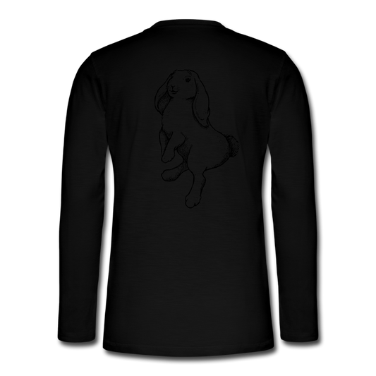 Camiseta panadera de manga larga Henley"rabbit" - black