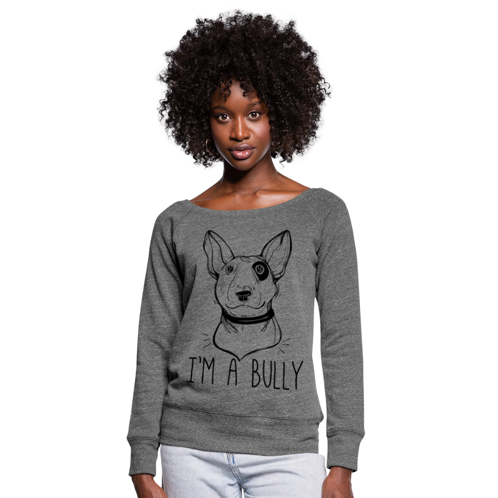 Sudadera con escote drapeado"I'm a Bully" - dark heather grey