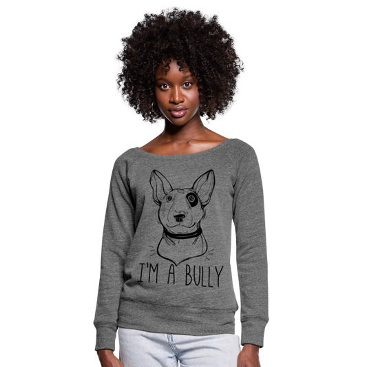 Sudadera con escote drapeado"I'm a Bully" - dark heather grey