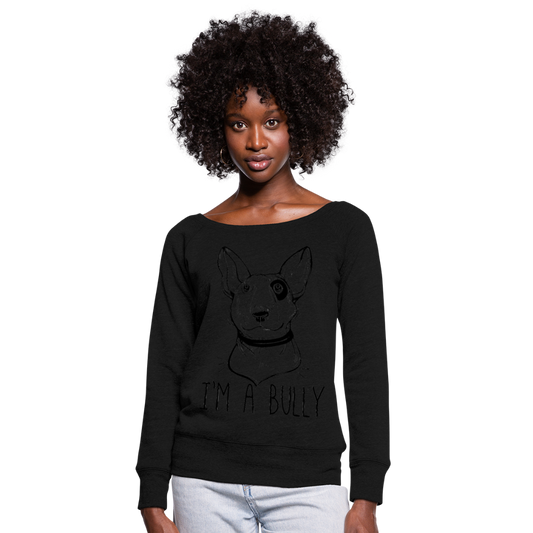 Sudadera con escote drapeado"I'm a Bully" - black