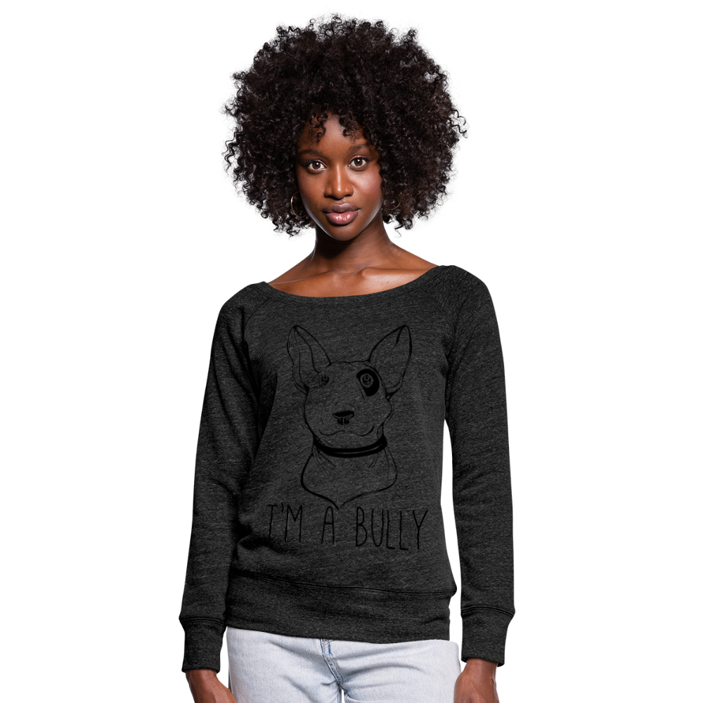 Sudadera con escote drapeado"I'm a Bully" - heather black