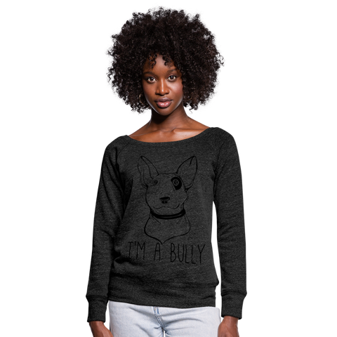 Sudadera con escote drapeado"I'm a Bully" - heather black