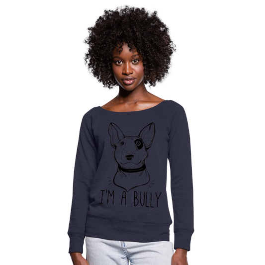 Sudadera con escote drapeado"I'm a Bully" - heather navy