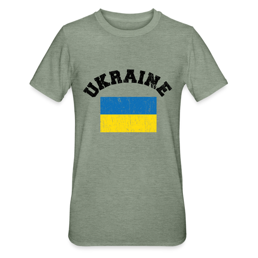 Camiseta en polialgodón unisex"Ukraine Flag black" - heather military green