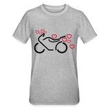 Camiseta en polialgodón unisex"Motorcycle with Hearts" - heather grey