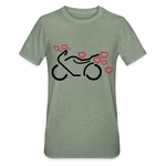 Camiseta en polialgodón unisex"Motorcycle with Hearts" - heather military green