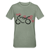 Camiseta en polialgodón unisex"Motorcycle with Hearts" - heather military green