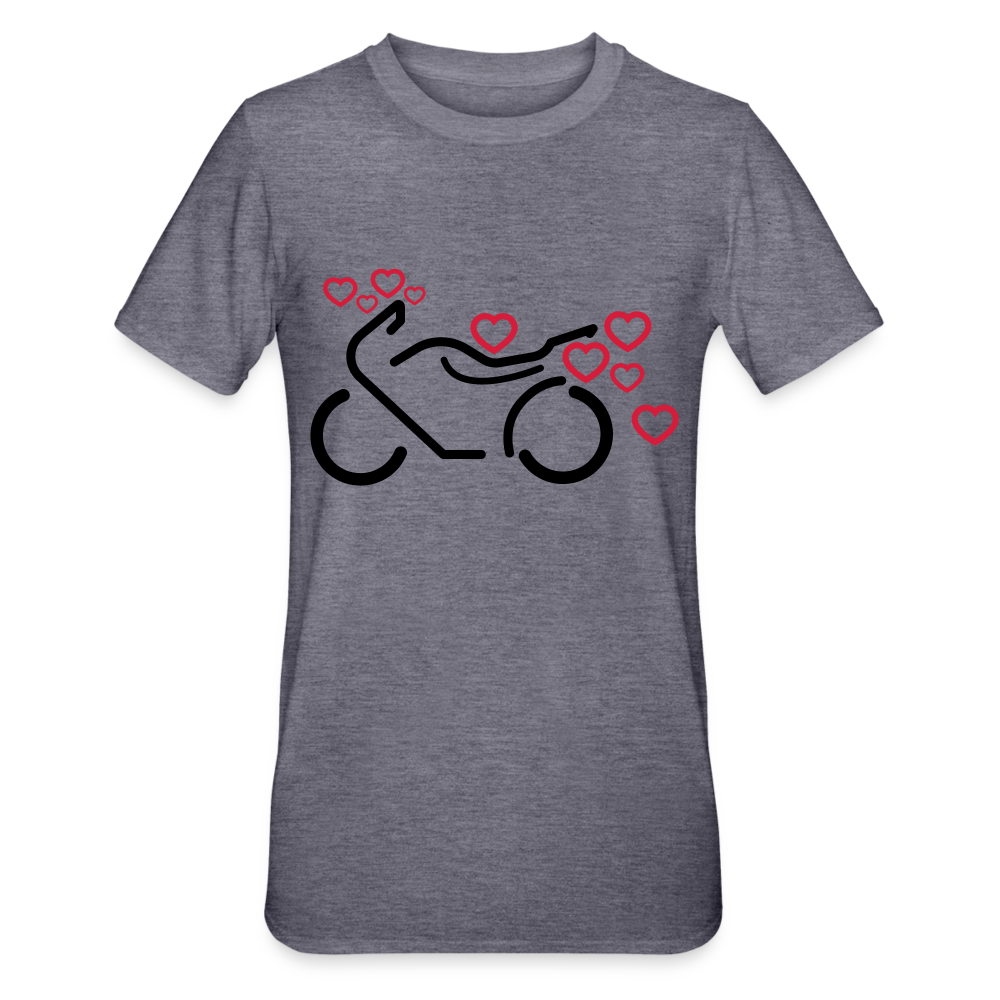 Camiseta en polialgodón unisex"Motorcycle with Hearts" - heather navy