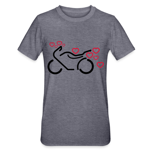 Camiseta en polialgodón unisex"Motorcycle with Hearts" - heather navy
