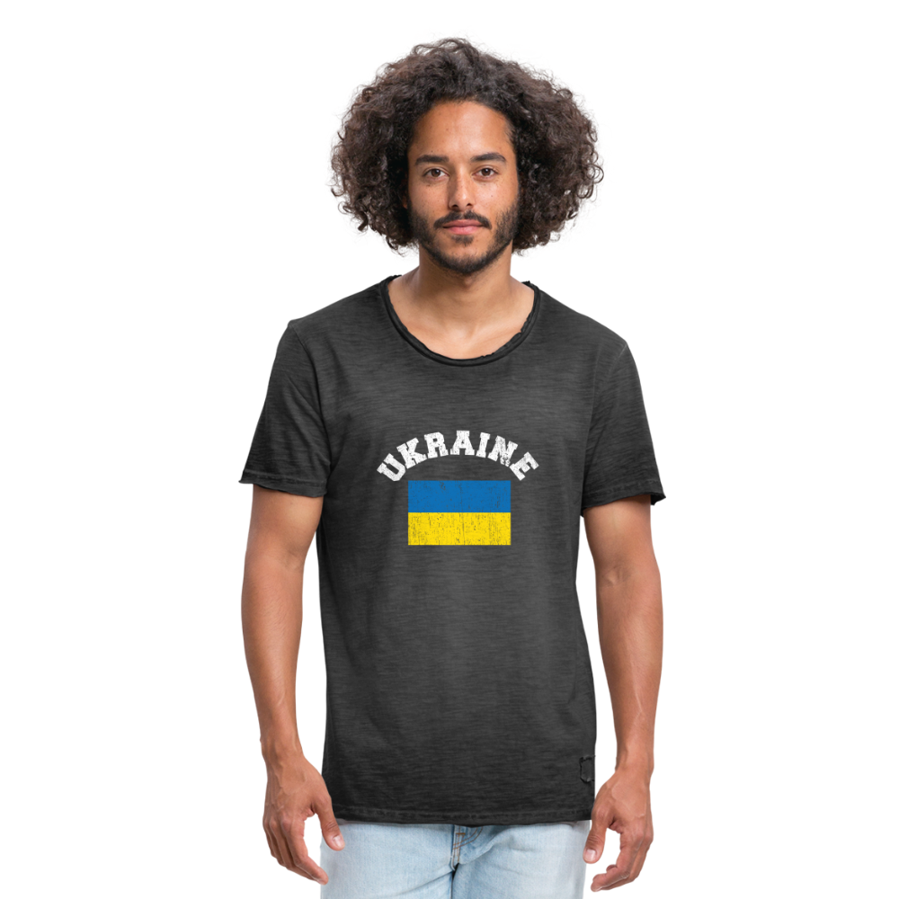 Camiseta vintage"ukraine flag distwhite" - washed black