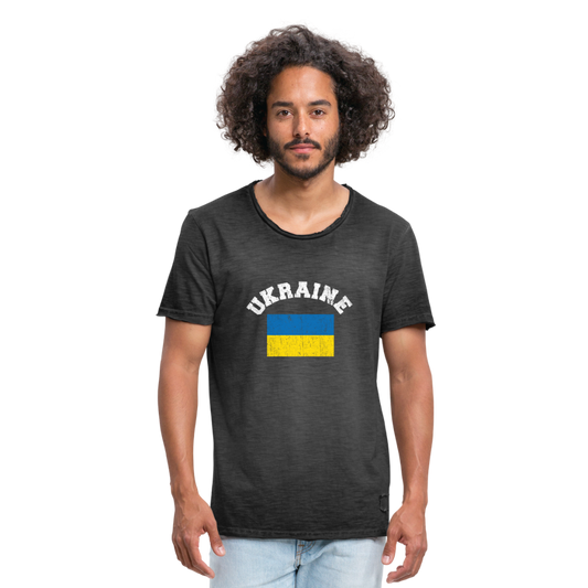 Camiseta vintage"ukraine flag distwhite" - washed black