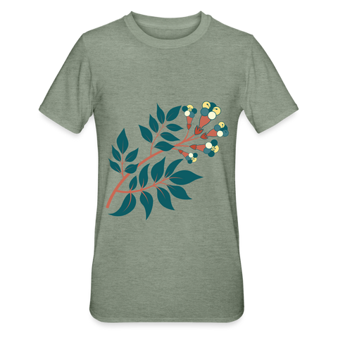 Camiseta en polialgodón unisex"Flower branch" - heather military green