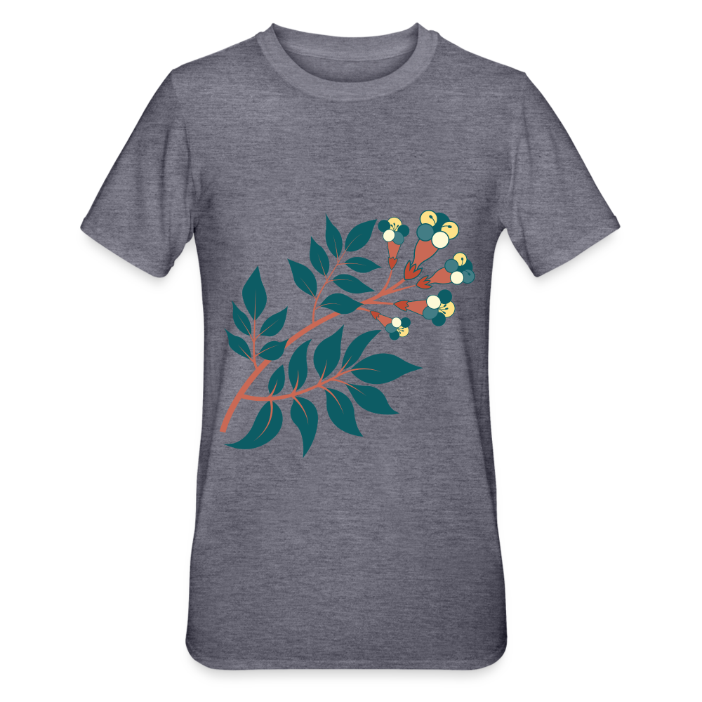 Camiseta en polialgodón unisex"Flower branch" - heather navy