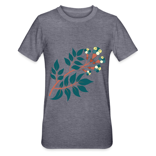 Camiseta en polialgodón unisex"Flower branch" - heather navy