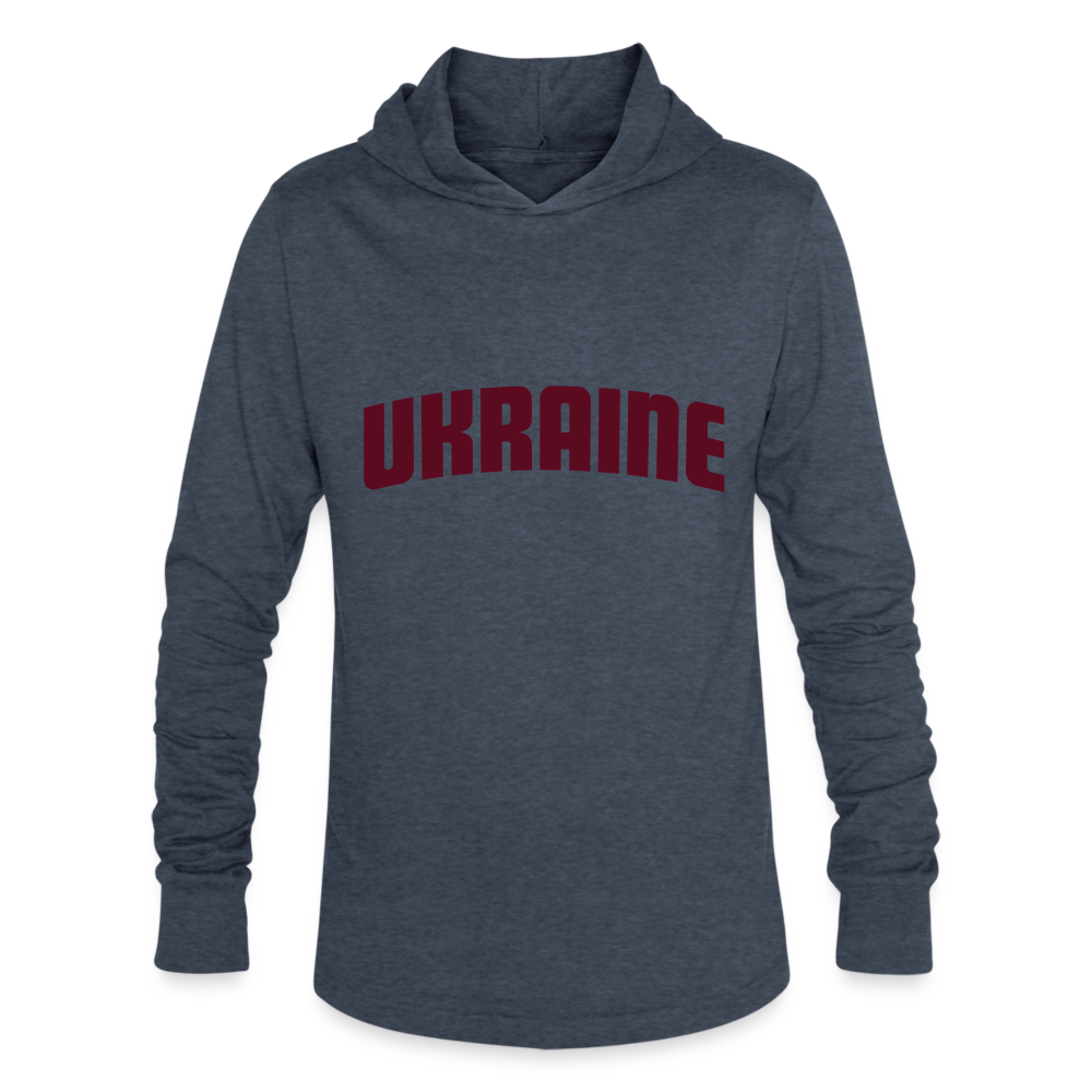 Camiseta con capucha triblend unisex"stand with ukraine black" - heather blue