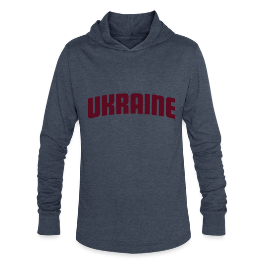 Camiseta con capucha triblend unisex"stand with ukraine black" - heather blue