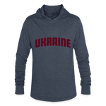 Camiseta con capucha triblend unisex"stand with ukraine black" - heather blue