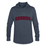 Camiseta con capucha triblend unisex"stand with ukraine black" - heather blue