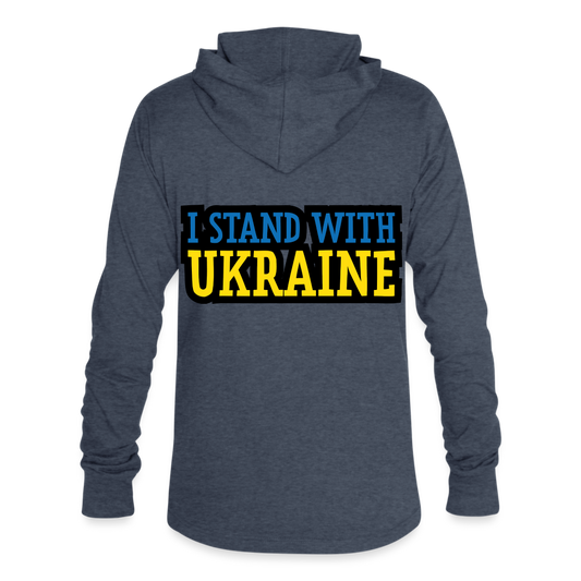 Camiseta con capucha triblend unisex"stand with ukraine black" - heather blue