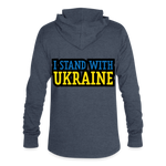 Camiseta con capucha triblend unisex"stand with ukraine black" - heather blue