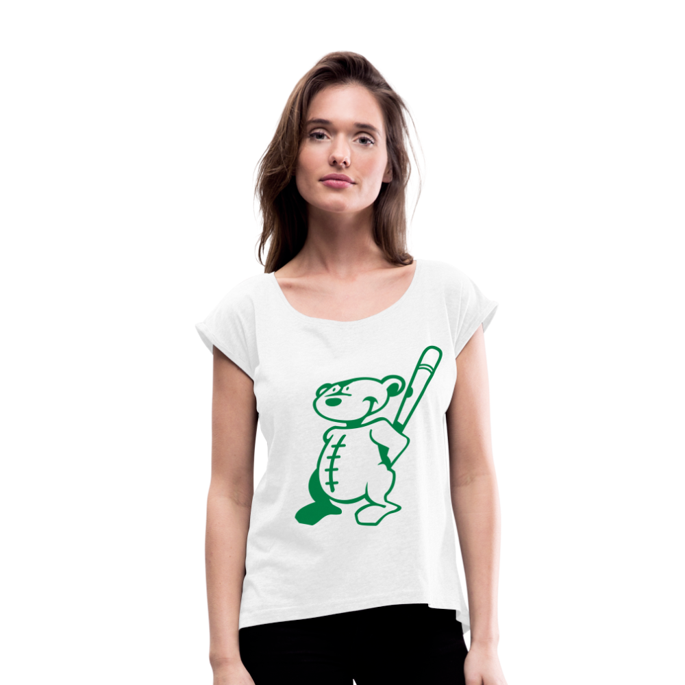 Camiseta con manga enrollada"Baseball Teddy" - white