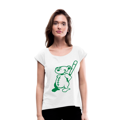 Camiseta con manga enrollada"Baseball Teddy" - white