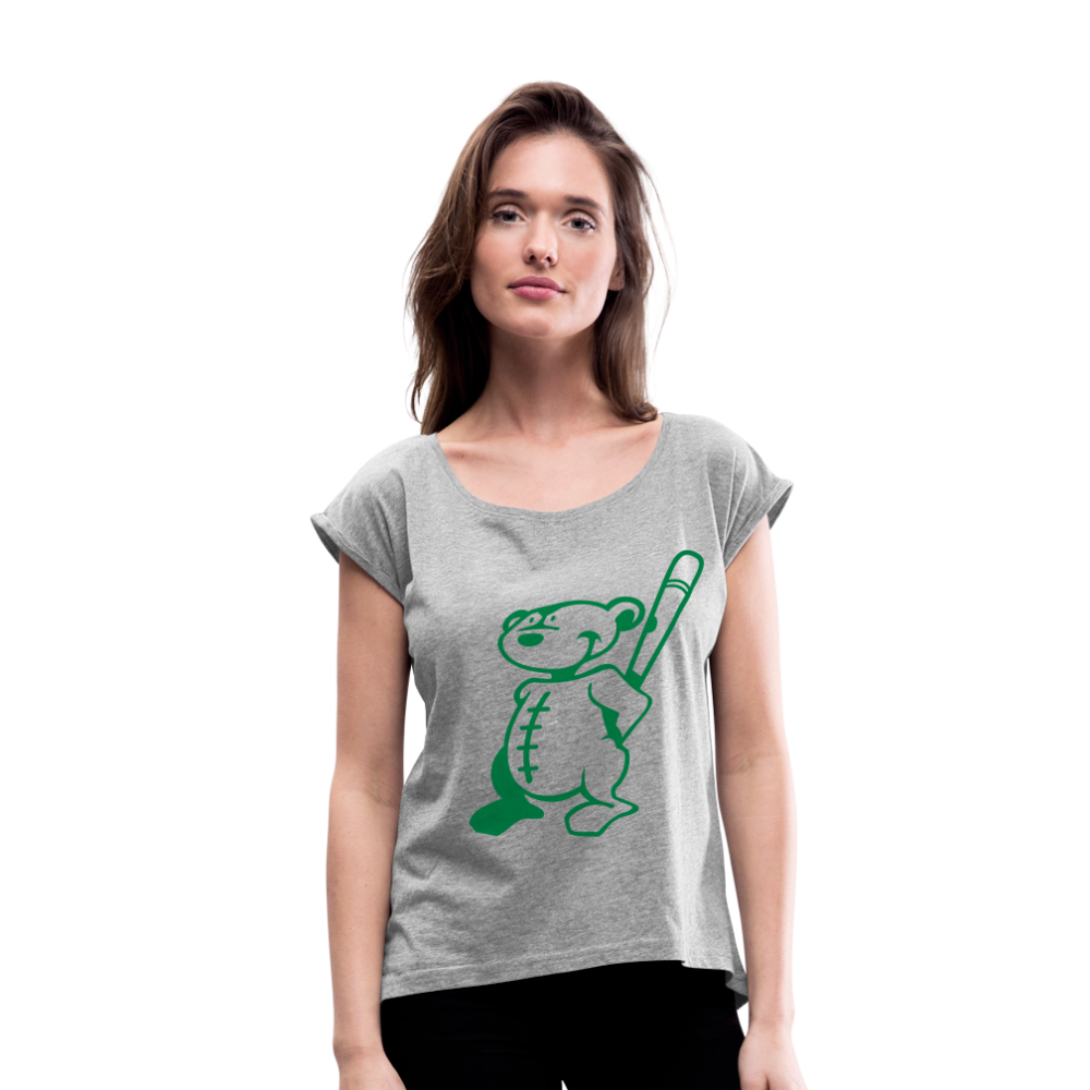 Camiseta con manga enrollada"Baseball Teddy" - heather grey