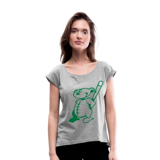 Camiseta con manga enrollada"Baseball Teddy" - heather grey