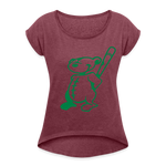 Camiseta con manga enrollada"Baseball Teddy" - heather burgundy