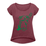 Camiseta con manga enrollada"Baseball Teddy" - heather burgundy