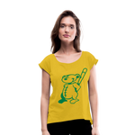 Camiseta con manga enrollada"Baseball Teddy" - mustard yellow