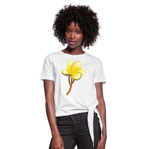 Camiseta con nudo"Plumeria" - white