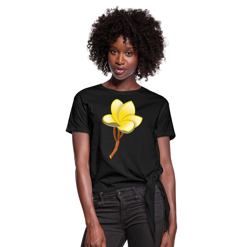 Camiseta con nudo"Plumeria" - black