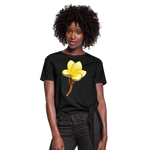 Camiseta con nudo"Plumeria" - black