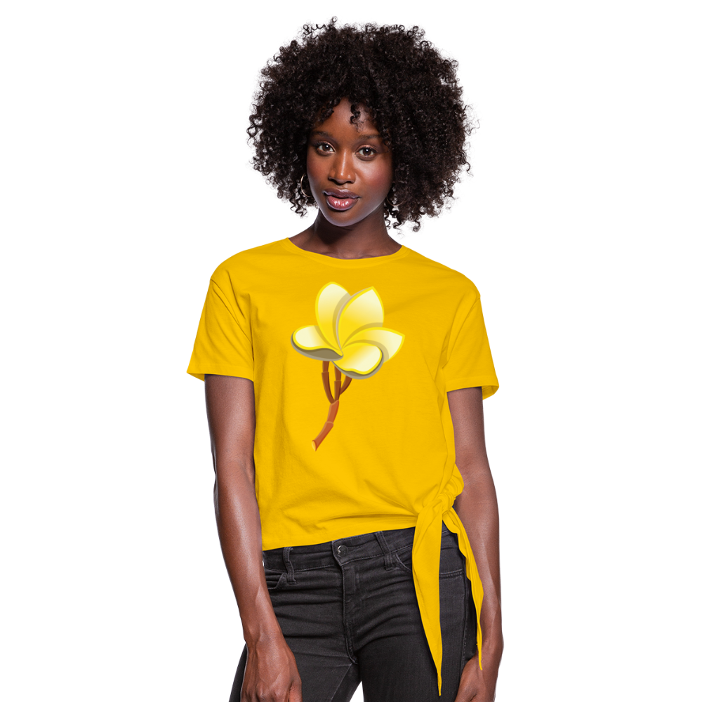 Camiseta con nudo"Plumeria" - sun yellow