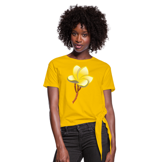 Camiseta con nudo"Plumeria" - sun yellow