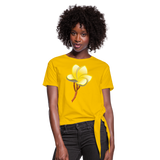 Camiseta con nudo"Plumeria" - sun yellow