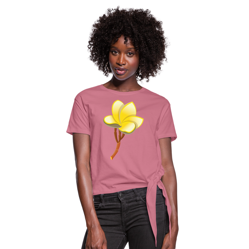 Camiseta con nudo"Plumeria" - mauve